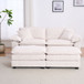 Corduroy 2 Seats Sofa With 2 Back Pillows, 2 Toss Pillows And 2 Ottoman