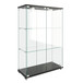 Modern Display Cabinet With LED Lights, Transparent Tempered Glass 2 Door Storage Case With 3 Shelves