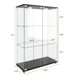 Modern Display Cabinet With LED Lights, Transparent Tempered Glass 2 Door Storage Case With 3 Shelves