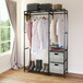 Garment Rack With Shelves, 2 Wicker Drawers, 4 Hooks, Organizer