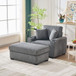 Comfy Corduroy Oversized Chaise Lounge Chair With Ottoman And Storage