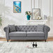 Chesterfield Velvet Upholstery Fabric Sofa With Roll Armrest & Nailhead