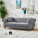 Chesterfield Velvet Upholstery Fabric Sofa With Roll Armrest & Nailhead