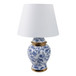 19" Chinoiserie Birds Table Lamp Gold Trim (Set of 3) - White / Blue