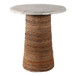 20 x 17" Capiz Top Pandan Base Accent Table - Ivory