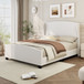 High Headboard Wingback Linen Upholstered Bed