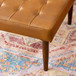 Mark - Mid-Century Tufted Square Genuine Leather Upholstered Ottoman - Light Tan / Rustic