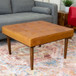 Mark - Mid-Century Tufted Square Genuine Leather Upholstered Ottoman - Light Tan / Rustic