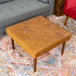 Mark - Mid-Century Tufted Square Genuine Leather Upholstered Ottoman - Light Tan / Rustic