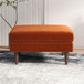Amber - Square Upholstered Ottoman Velvet - Burnt Orange