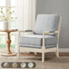 Arm Chair With Open Back Spindle Design - Ivory / Gray