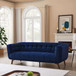 Addison - Large Velvet Sofa - Brown / Navy Blue