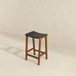 James - Mid-Century Modern Genuine Leather Counter Stool - Black / Brown