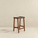 James - Mid-Century Modern Genuine Leather Counter Stool - Black / Brown