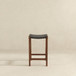 James - Mid-Century Modern Genuine Leather Counter Stool - Black / Brown