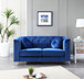 Elegant Contemporary Upholstered Loveseat - Navy Blue