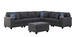 Cooper - 7 Piece Reversible L-Shape Sectional Sofa & Comfort Ottoman, And Cupholder - Stone Gray