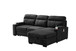 Kaden - Sleeper Sectional Sofa Chaise With Storage Arms And Cupholder - Black