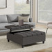 Harrison - Large Square Coffee Table Storage Ottoman - Ebony