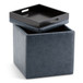 Rockwood - Cube Storage Ottoman With Tray - Denim Blue