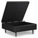Shay - Mid Century Large Square Coffee Table Storage Ottoman - Distressed Black