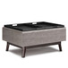 Owen - Tray Top Small Coffee Table Storage Ottoman - Distressed Gray