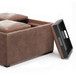 Avalon - Square Coffee Table Storage Ottoman - Distressed Umber Brown