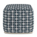 Noreen - Square Pouf - Dark Blue / White