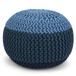 Nikki - Hand Knit Round Pouf - Blue / Navy Blue