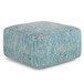 Nate - Square Pouf - Patterned Teal Melange