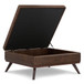 Owen - Extra Large Square Coffee Table Storage Ottoman - Distressed Chestnut Brown