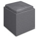Rockwood - Cube Storage Ottoman With Tray - Slate Gray