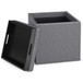 Rockwood - Cube Storage Ottoman With Tray - Slate Gray