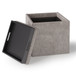Rockwood - Cube Storage Ottoman With Tray - Distressed Gray Taupe