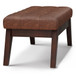 Draper - Mid Century Tufted Ottoman Bench - Distressed Saddle Brown