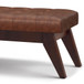 Draper - Mid Century Tufted Ottoman Bench - Distressed Saddle Brown