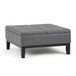 Dover - Square Coffee Table Storage Ottoman - Stone Gray