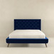 Dillon - Velvet Platform Bed Queen Size - Blue