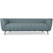 Lamattina - Genuine Italian Leather Channel Tufted Sofa - Dusty Blue / Pewter