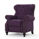 Accented Push Back Recliner Chair With Rolled Arms, Cocooning Comfort - Plum