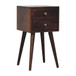 Mini 2 Drawer Bedside Table - Walnut