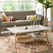 Modern Coffee Table With Extra Storage Manufactured Wood Top Solid Wood Frame - Off White / Natural