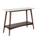 Console Table With Lower Shelf - Off White / Pecan Wood
