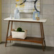 Console Table With Lower Shelf - Off White / Pecan Wood