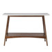 Console Table With Lower Shelf - Off White / Pecan Wood