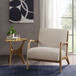 Mid - Century Design Lounge Chair With Upholstered Seat - Cream