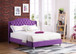 Queen Elegant Transitional Upholstered Bed - Purple