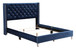 Queen Upholstered Bed - Navy Blue