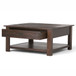 Monroe - Square Coffee Table - Distressed Charcoal Brown