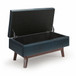 Owen - Small Rectangular Storage Ottoman - Distressed Dark Blue